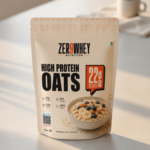 ZEROWHEY Nutrition High Protein Oats | 22g Protein Per Serving | 6.3g Fibre | Easy to Digest | 100% Natural Oats | 1kg